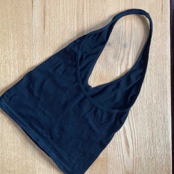Urban Outfitters Cropped Halter Bra Top Black / Size Medium - Picture 5 of 7